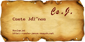 Csete János névjegykártya